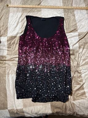 Rue21 Black & Magenta Sequin Ombre Tank